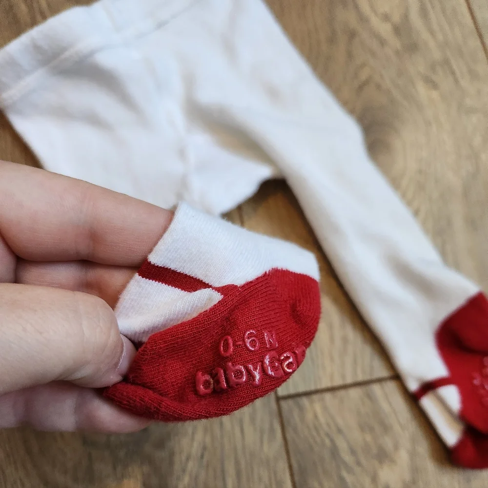 0-6 Months Red And White Gap Tights